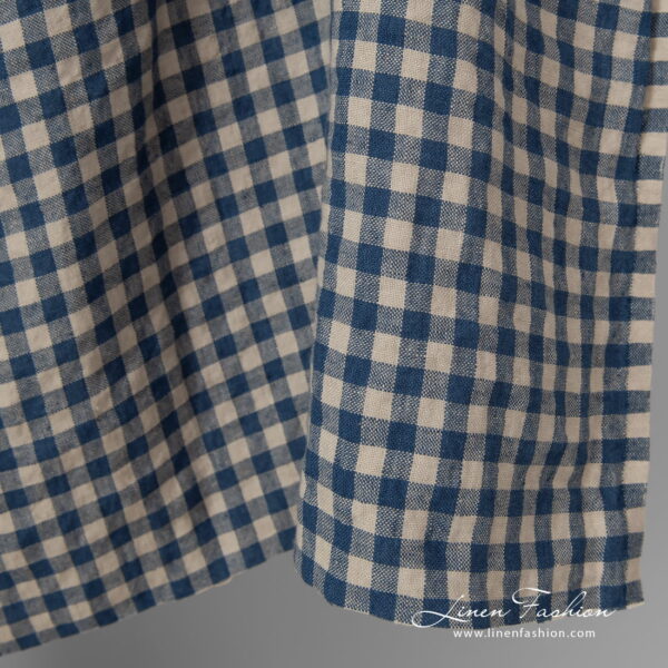 linen blue sand checks heavy weight.