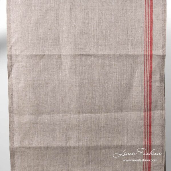 Narrow undyed color towel fabric with red stripe