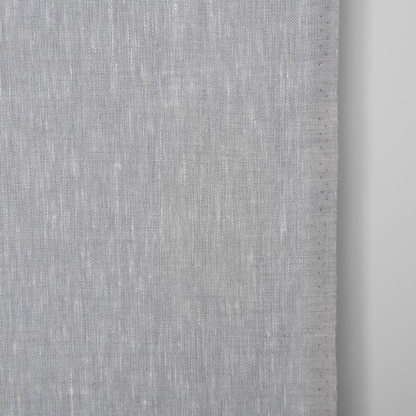 Tessuto di lino stretto in bianco e grigio melange - immagine 2
