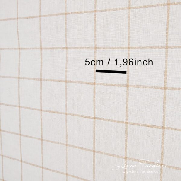 Linen fabric in beige checks, perfect for kitchen towels