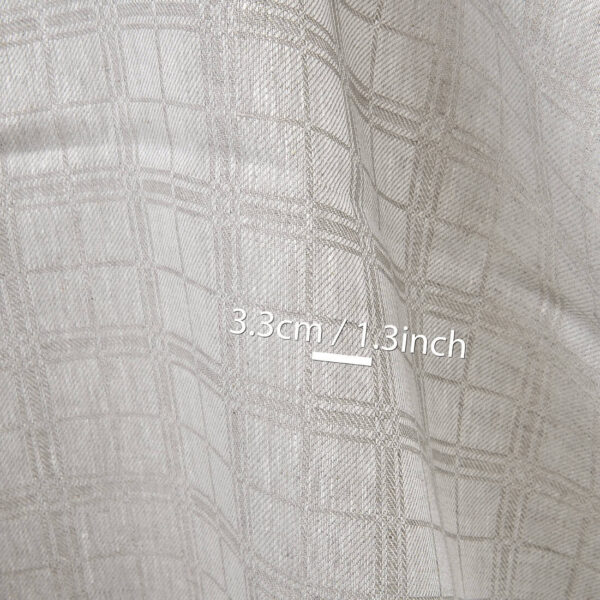 Linen fabric natural and white checks, with measurements