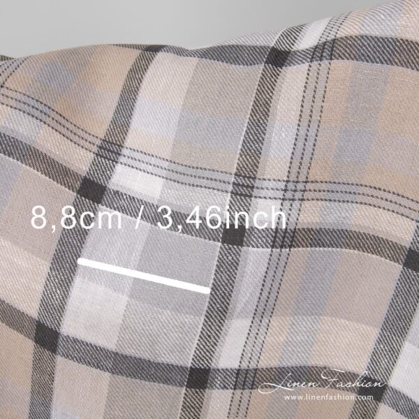 Checked linen fabric in light grey.