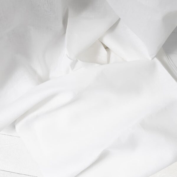 Heavy linen fabric bright white colour product close up detail