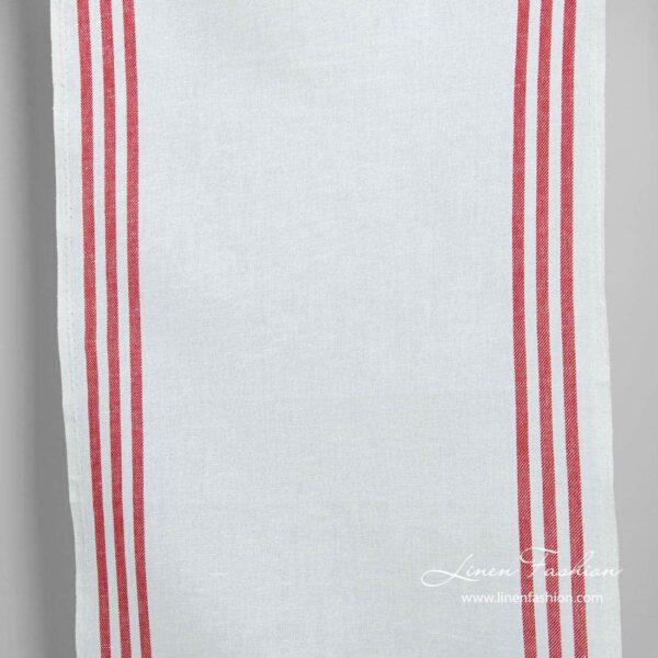 Tessuto stretto in lino e cotone a righe rosse
