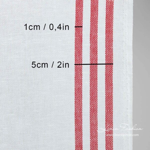 Tessuto stretto in lino e cotone a righe rosse - immagine 3
