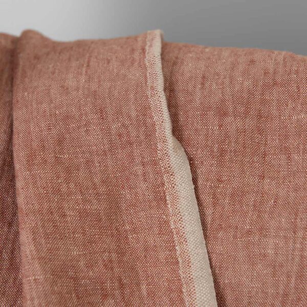 Tessuto di lino rosso mattone con lavaggio melange beige - immagine 3