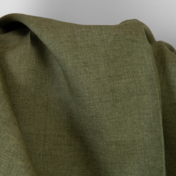 Tessuto di lino verde scuro melange - immagine 3