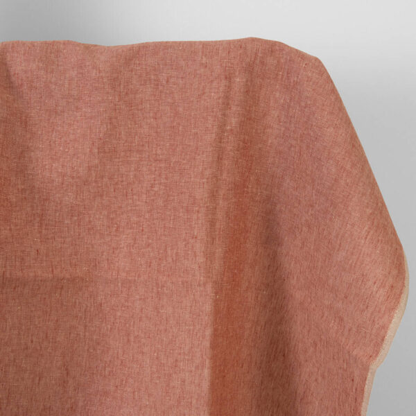 Tessuto di lino rosso mattone e beige melange