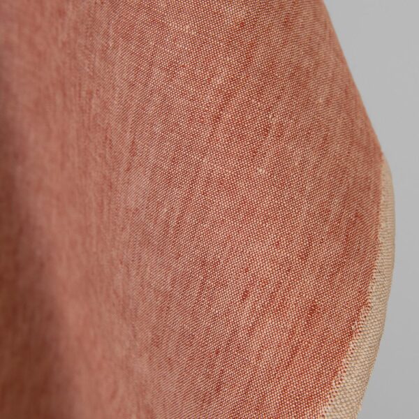Tessuto di lino rosso mattone e beige melange - immagine 2