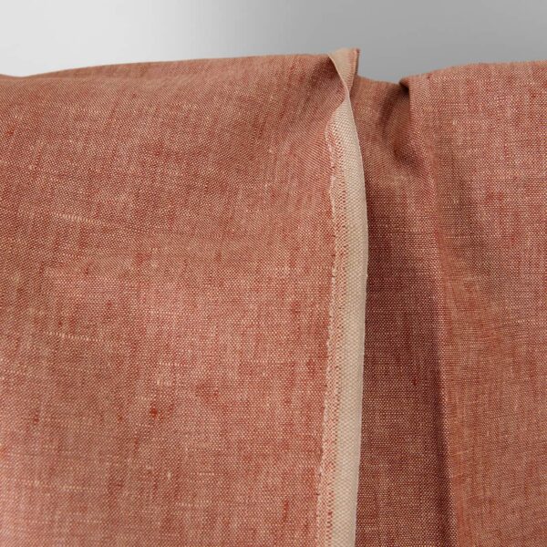 Tessuto di lino rosso mattone e beige melange - immagine 3
