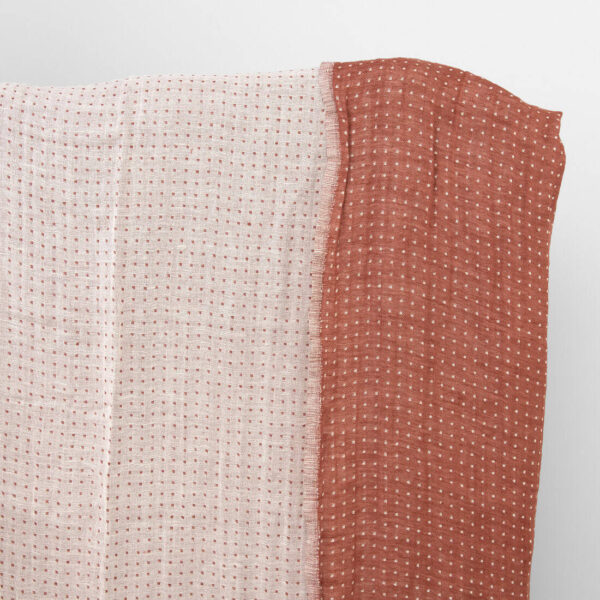 Linen cotton fabric red and white