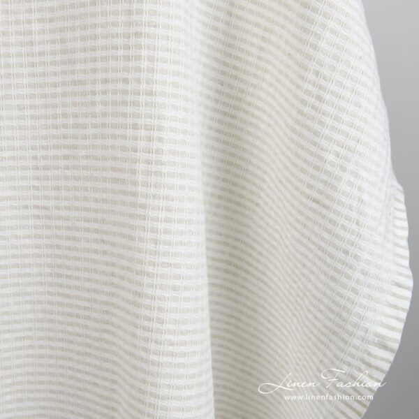 Light grey linen cotton fabric in checks, perfect for clothes and home textile