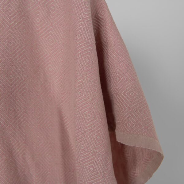 Washed linen cotton fabric in lilac diamond pattern, dobby