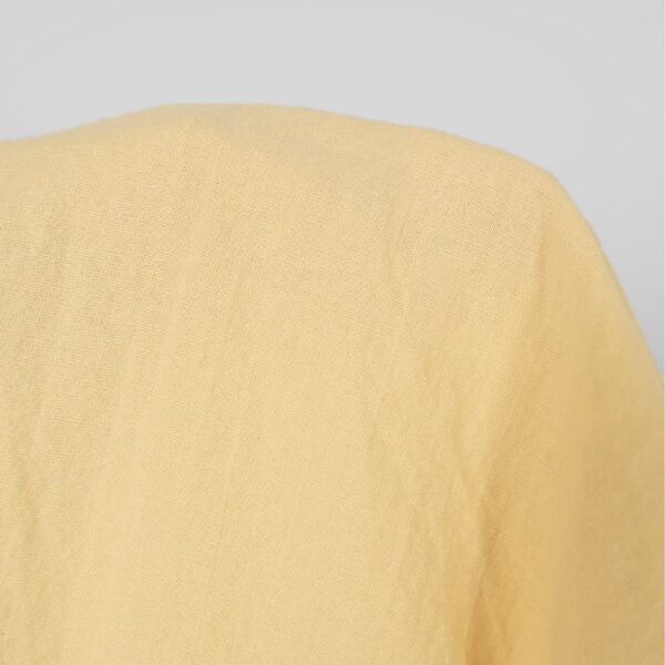 Washed linen cotton fabric light yellow, plain weave