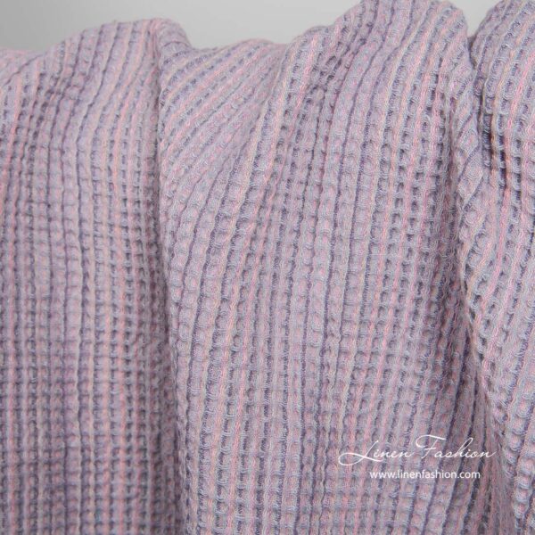 Tessuto lino lavato in cotone waffle lilla - immagine 2