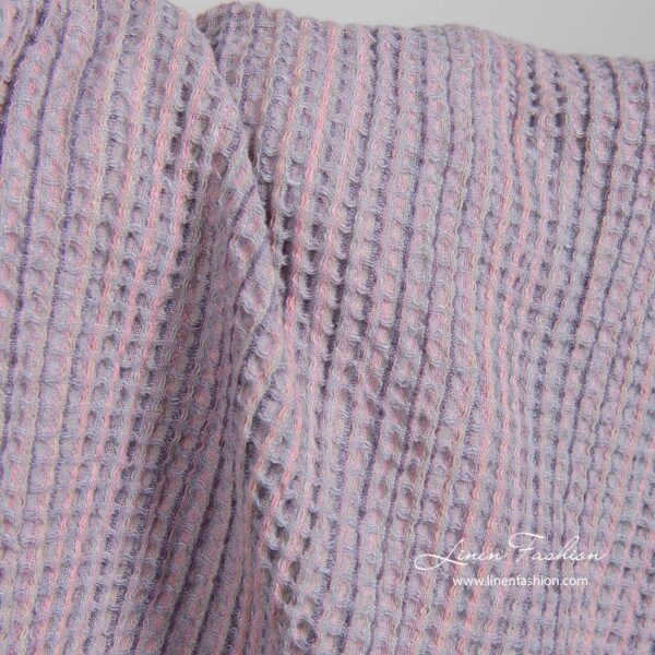 Tessuto lino lavato in cotone waffle lilla - immagine 3