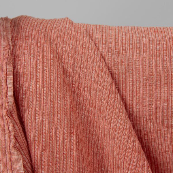 Washed linen cotton fabric in red-white stripes product photo
