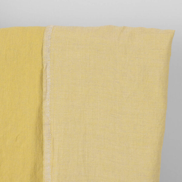 Washed linen cotton fabric grey yellow double-sided, other side light grey