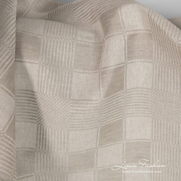 Linen cotton checked fabric dobby