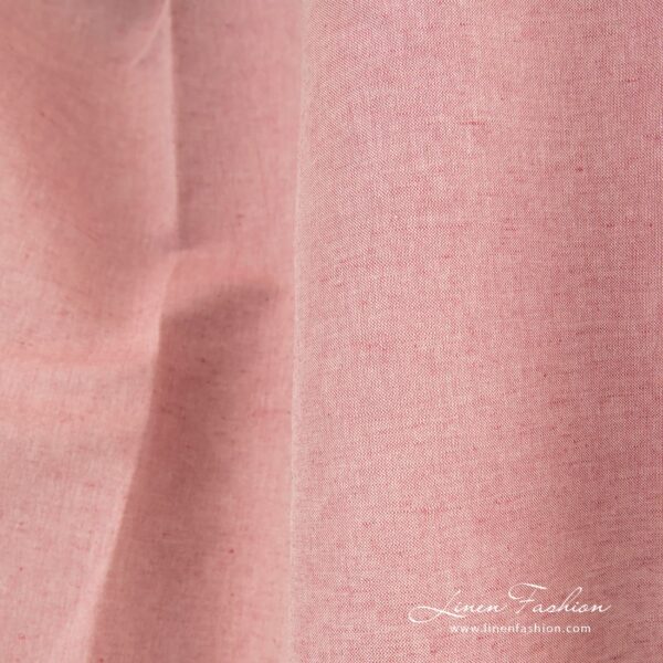 Rosy linen cotton fabric in white melange