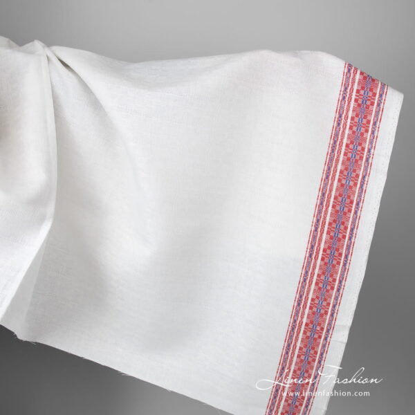 Linen cotton fabric with blue-red stripes