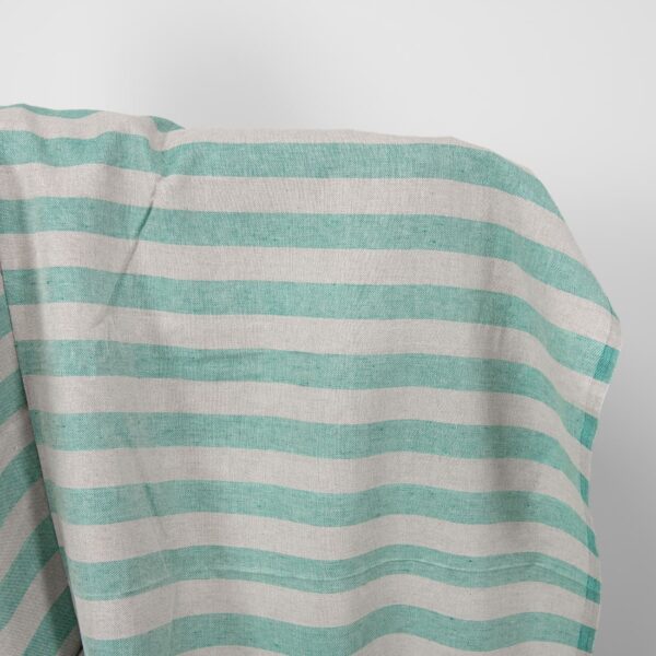 linen cotton beige green stripes
