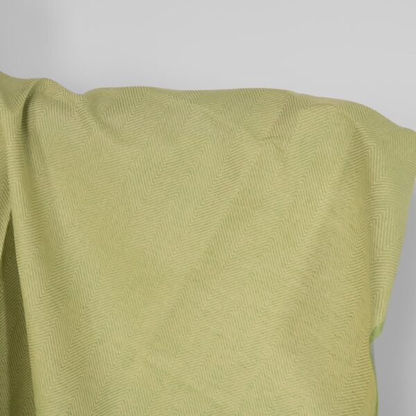 Linen cotton fabric green and yellow herringbone