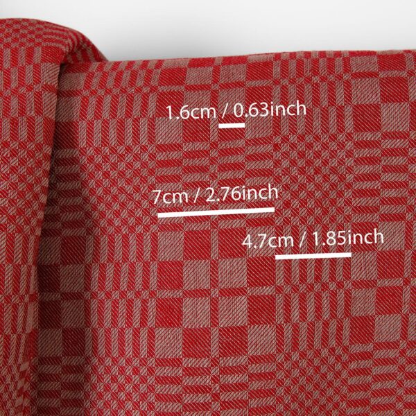 Tessuto di lino e cotone a quadri in twill rosso e beige - immagine 4