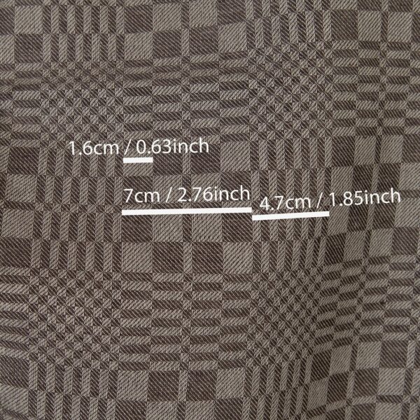 Tessuto di lino e cotone marrone scuro e beige a quadri twill - immagine 4
