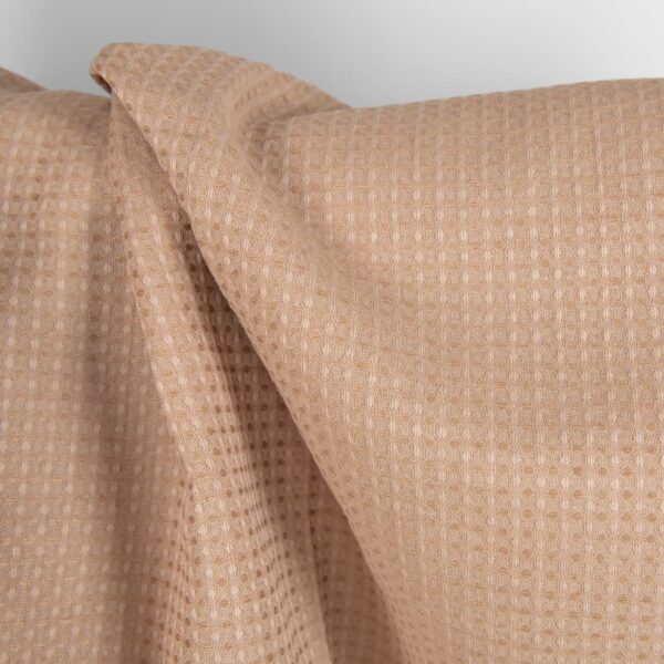 Linen cotton fabric light brown waffle, 180cm