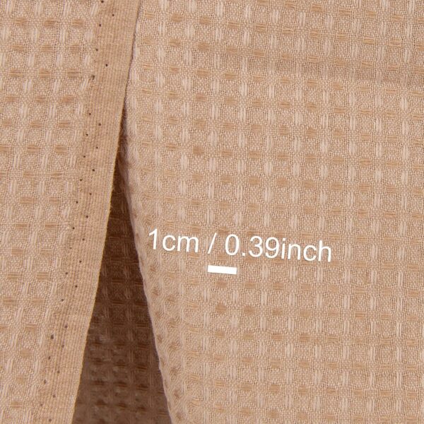 Linen cotton fabric light brown waffle, medium weight