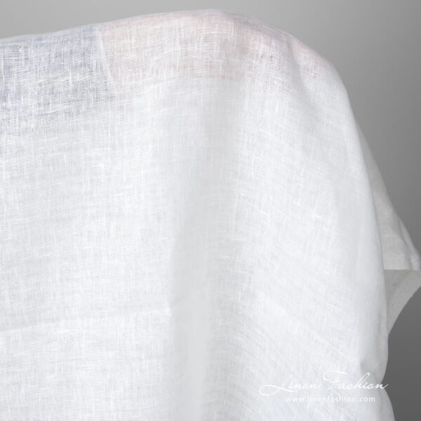 Lightweight linen fabric bright white colour product photo