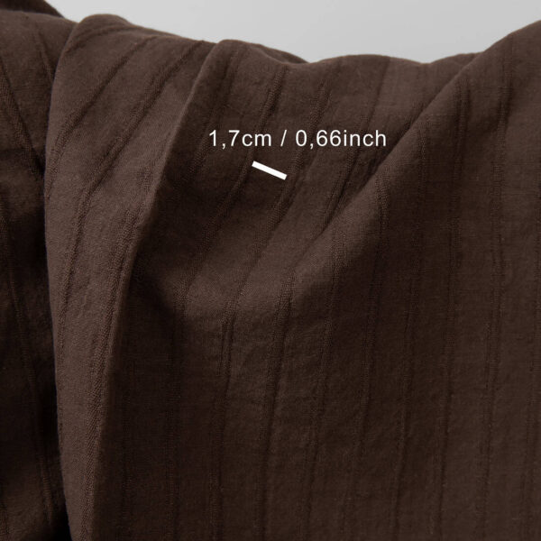 Dark brown washed linen cotton fabric with measurements