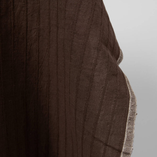 Dark brown washed linen cotton fabric edge