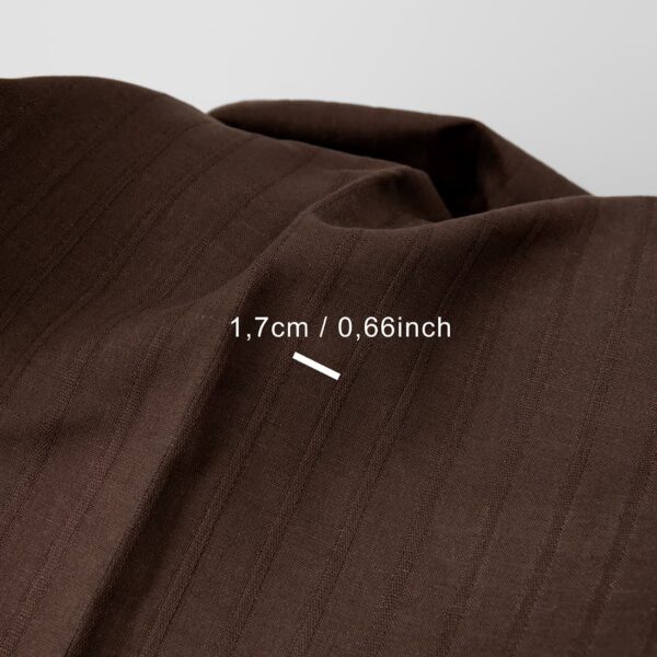 Brown striped linen cotton fabric with measurements