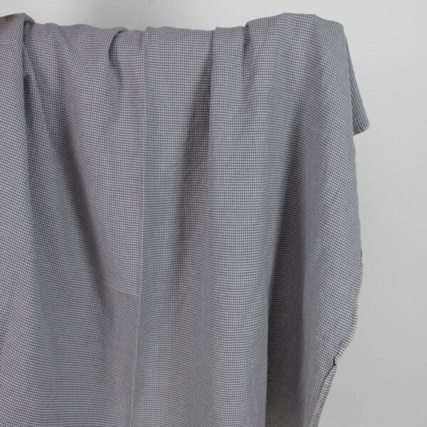 Washed linen cotton fabric grey houndstooth pattern