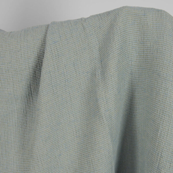 Washed linen cotton fabric blueish green waffle product photo