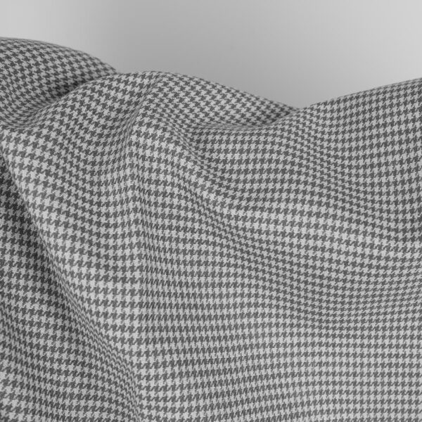 Linen cotton fabric light and dark grey houndstooth, thick fabric