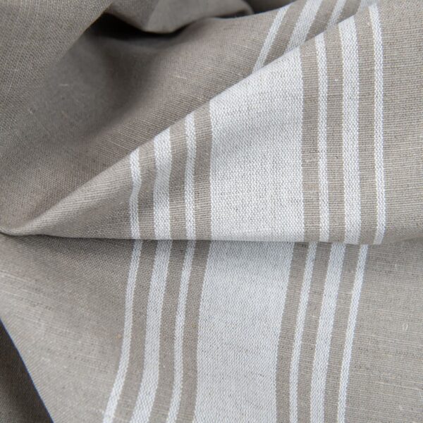 linen cotton fabric in stripes white natural in 180cm.