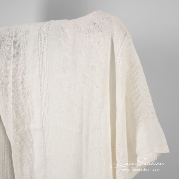 White linen fabric in rare stripes, washed