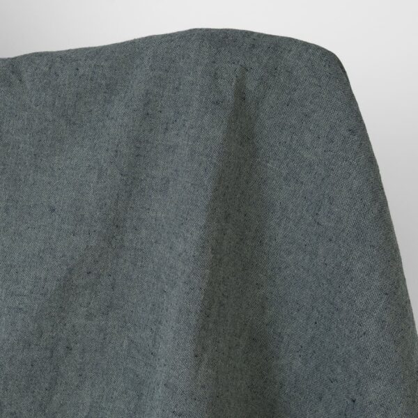 Washed linen cotton fabric green dark blue melange, plain weave