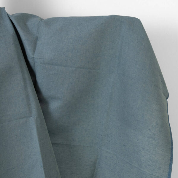 Tessuto di lino e cotone verde-blu melange