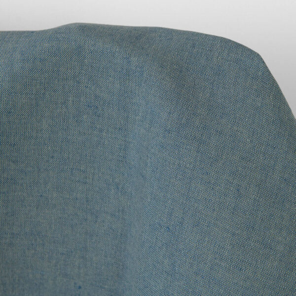 Tessuto di lino e cotone verde-blu melange - immagine 2