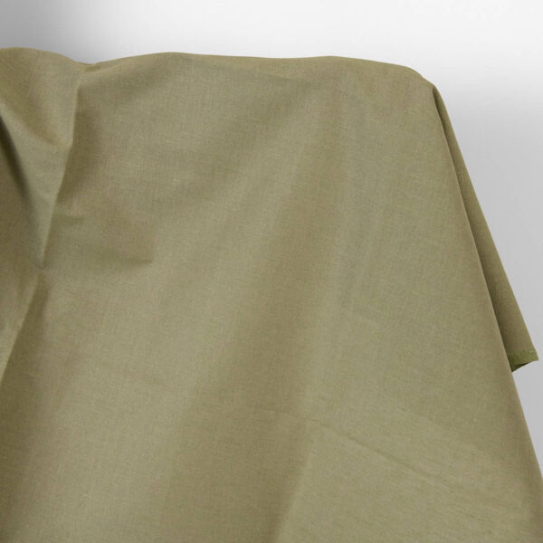 Tessuto di lino e cotone grigio-sabbia e verde melange