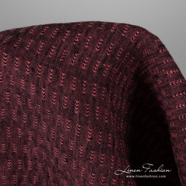 100% linen fabric in black and rose.