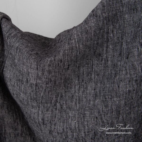Washed black white linen fabric