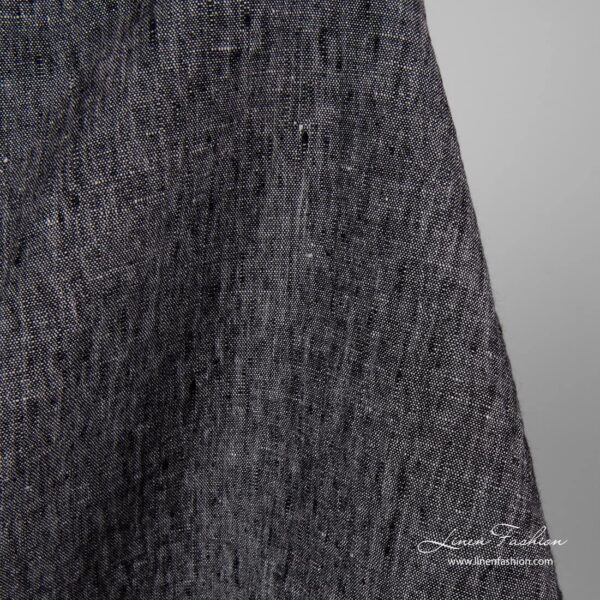 Washed black white melange linen fabric