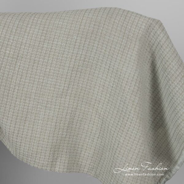 Linen cotton greenish grey patterned fabric