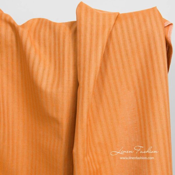 Tessuto a righe arancione in lino e cotone