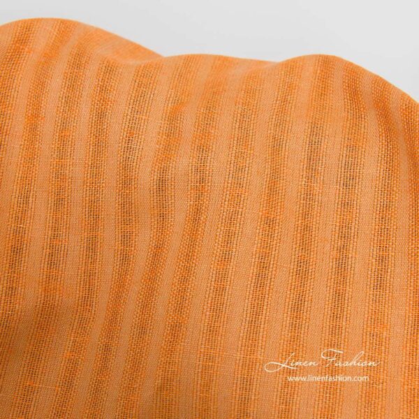 Tessuto a righe arancione in lino e cotone - immagine 2